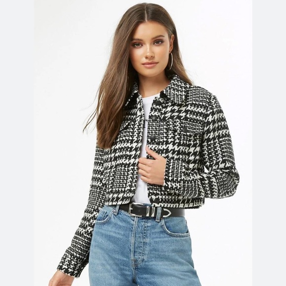 Houndstooth Cropped Jacket - Picture 1 of 3